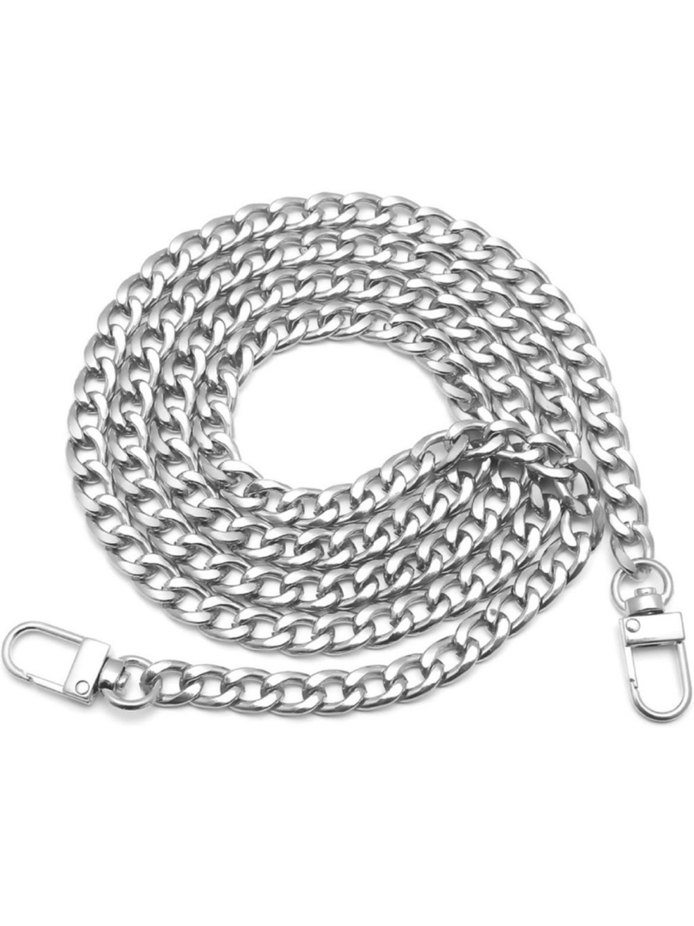 47” Silver Tone Flat Metal Crossbody Chain